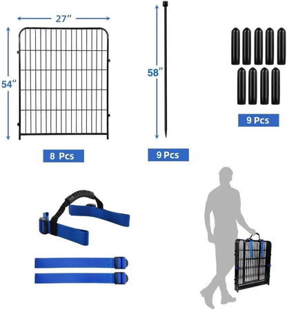 ADAVIN Tall Garden Fence Animal Barrier, 54 in(H) Dog Fence Outdoor for Yard, Wide Door Low