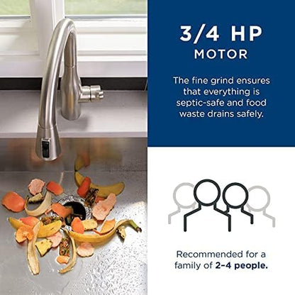 GE Disposall Continuous Feed 3/4 Horsepower Motor Garbage Disposer, Good for Grinding: Vegetable