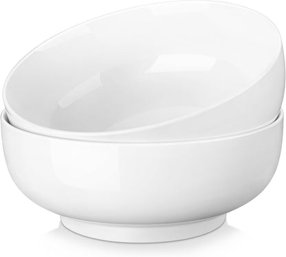 MALACASA Serving Bowls, 114 OZ(10") Extra Large Salad Bowls Set of 2, Porcelain White Serving Bowls