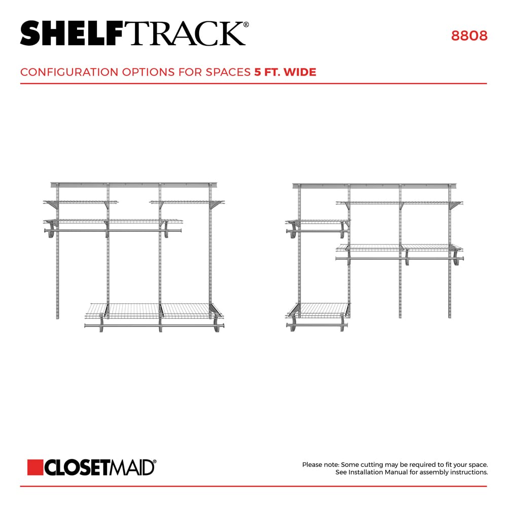 ClosetMaid ShelfTrack Wire Closet Organizer System, Adjustable from 4 to 6 Ft., with Shelves