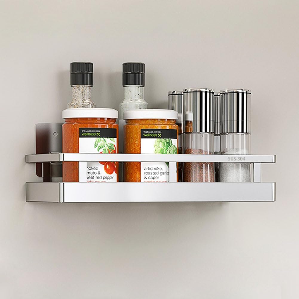 2PCS Kitchen Spice Rack, SUS304 Stainless steel Wall Mount Storage Rack, Seasoning Container
