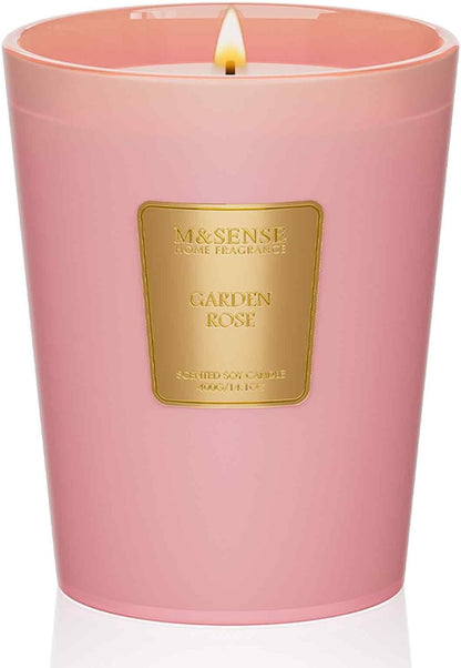 M&SENSE Garden Rose Scented Natural Soy Wax Candle, 14.1oz 60 Hours Long Lasting Slow Burning