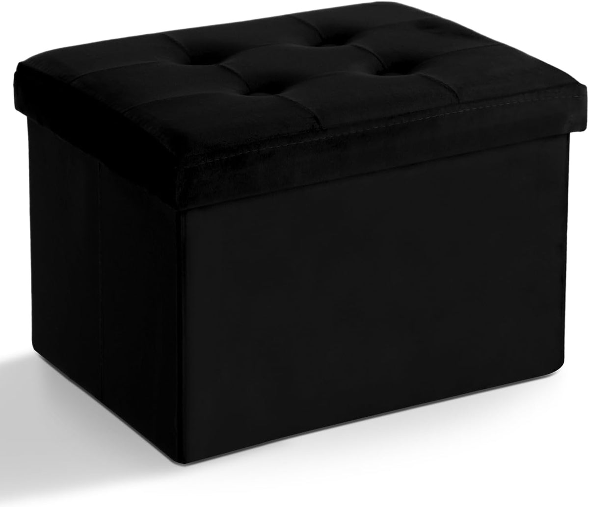 LINMAGCO Storage Ottoman Folding Foot Stool Velvet Foot Rest with Padded Modern Ottoman with