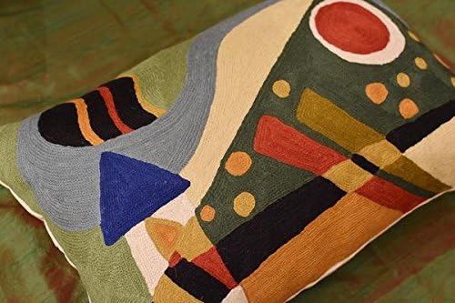 Lumbar Kandinsky Pillow Cover | Green Abstract Pillows | Modern Chair Cushion | Farmhouse Cushions
