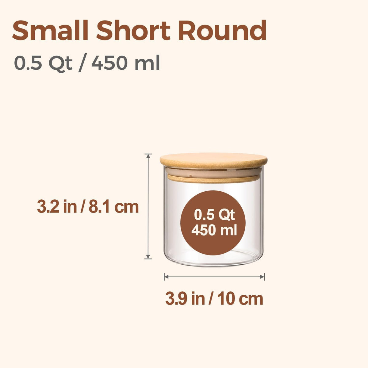 ComSaf 0.5 Qt Glass Food Storage Jars Set of 9, Clear Glass Storage Containers with Lids, Pantry