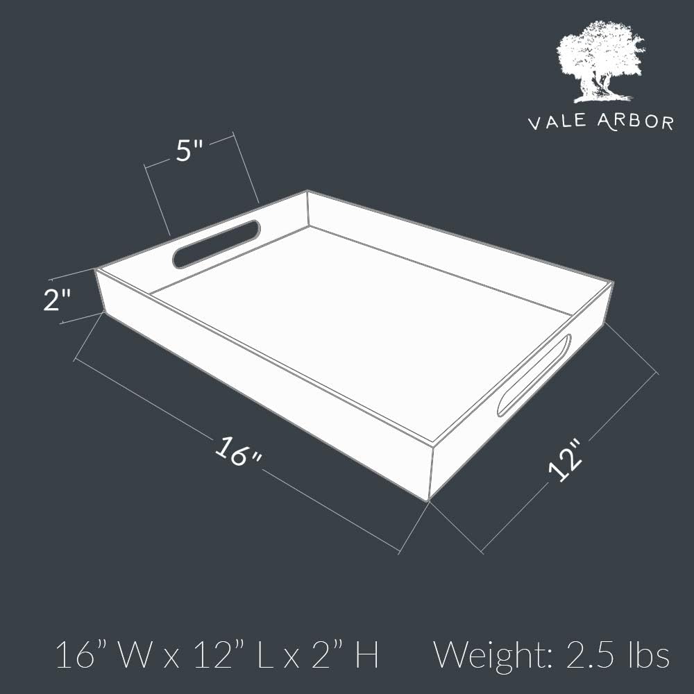 White Acrylic Serving Tray for Vanity, Bathroom, Outdoor, Food and Décor with Handles (Rectangle