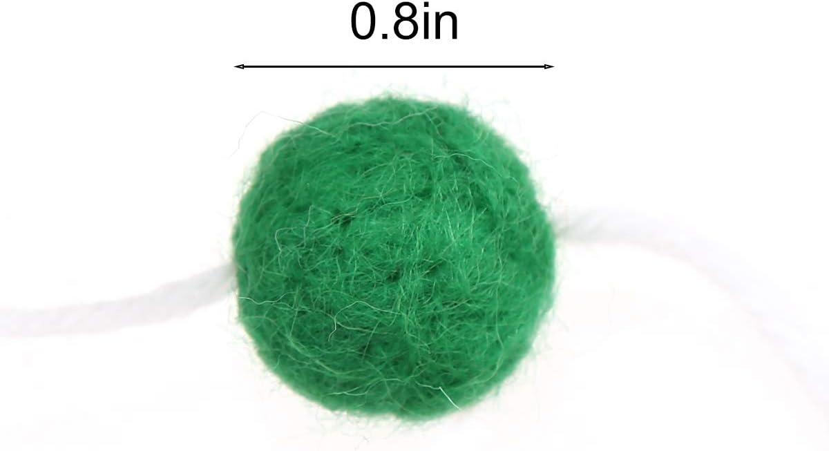 36PC 9.8 Feet Felt Wool Balls Garland 4/5 Inch Hanging String Kit for Christmas Tree Garland