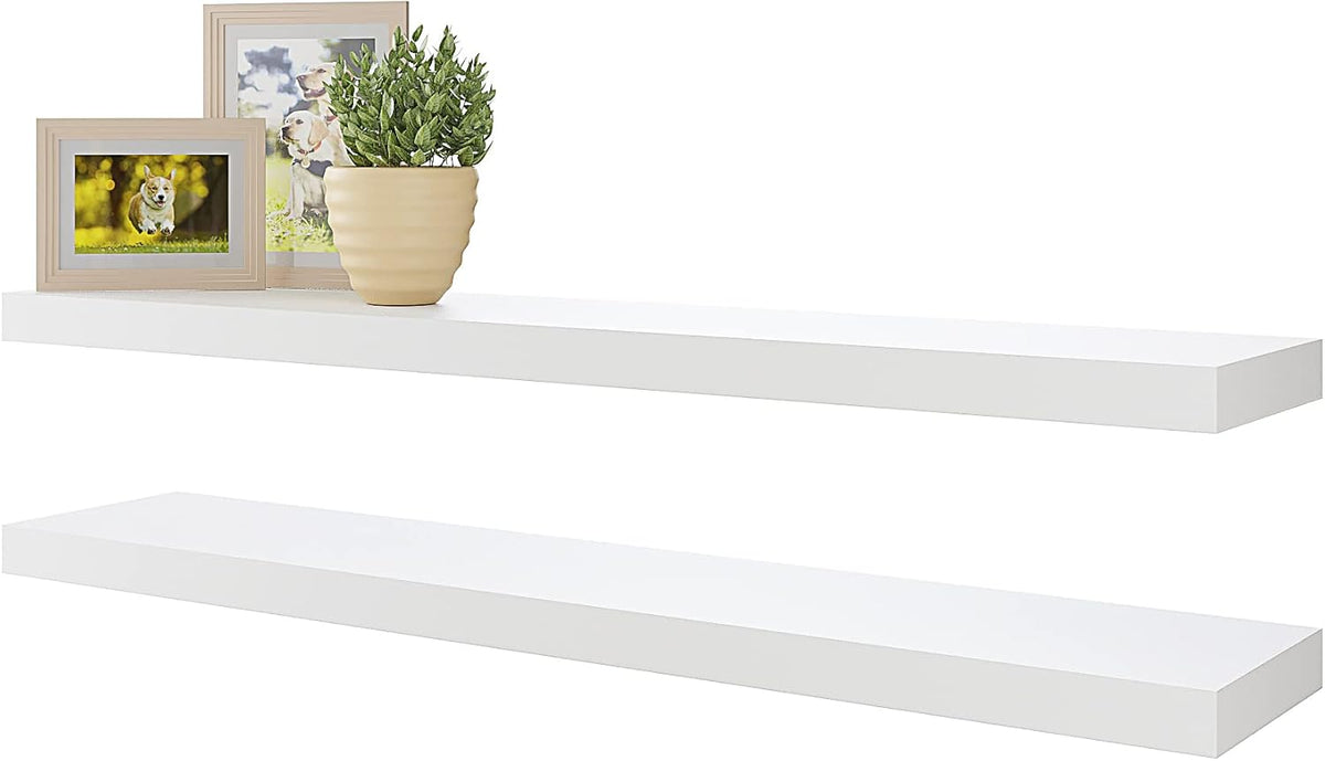 BAMEOS Floating Shelves,40 in W x 8in D Wall Mounted Wooden Shelves with Invisible Brackets Set of
