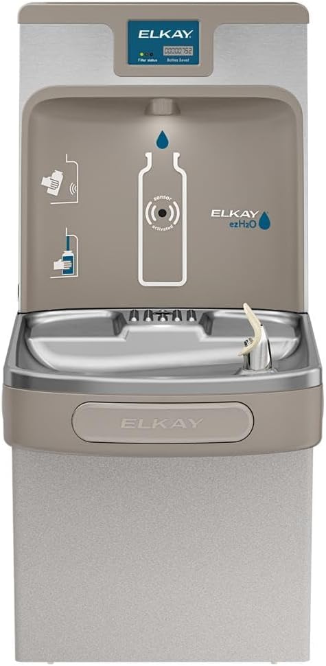 Elkay LZS8WSLK EZH2O Bottle Filling Station with Single ADA Cooler, Filtered, 8 GPH, Light Gray