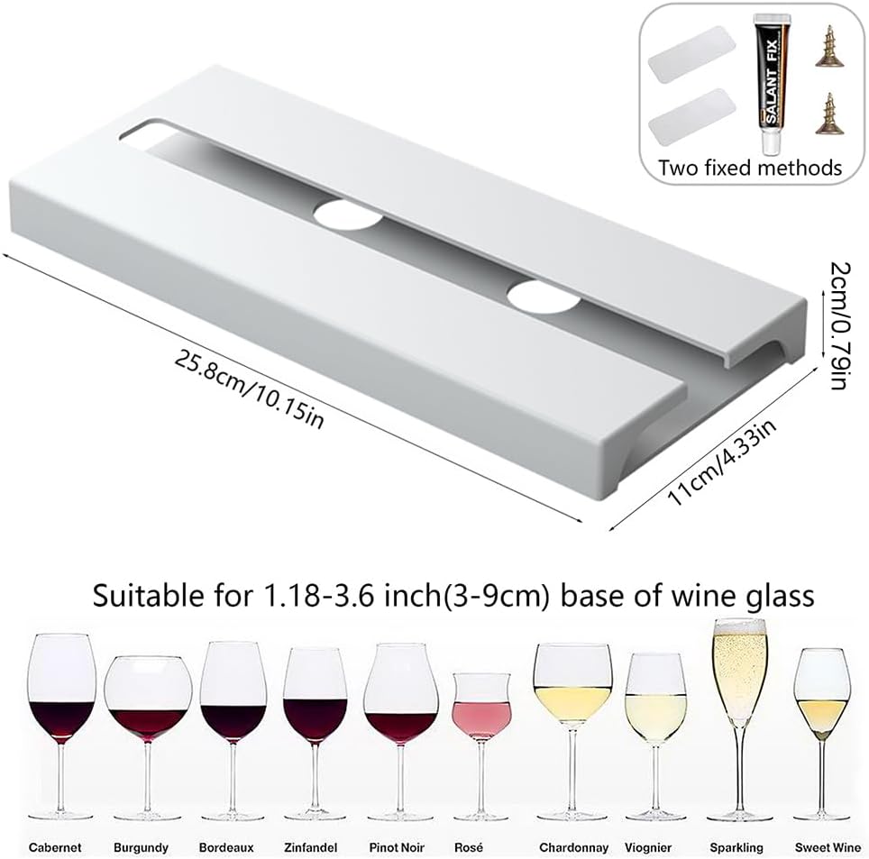 4 Pcs Wine Glass Holder Under Shelf or Cabinet Punch-free,Stemware Rack Glassware Drying Storage