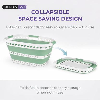 Laundry 360 Collapsible Laundry Basket | Portable | Space Saver Storage | Hold 2 Loads | Store