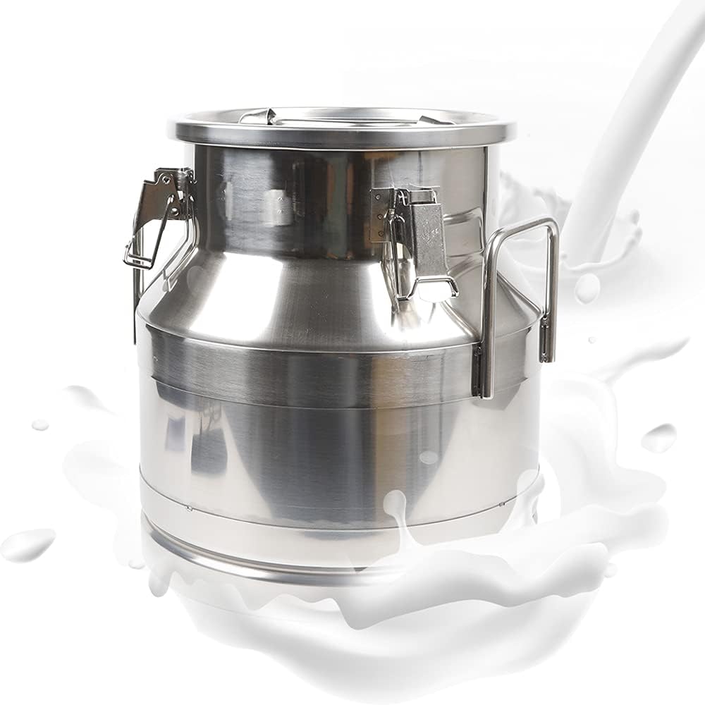 Stainless Steel Milk Can, 12L/3.16 Gallon Heavy Duty Airtight Storage Canister Milk Bucket with