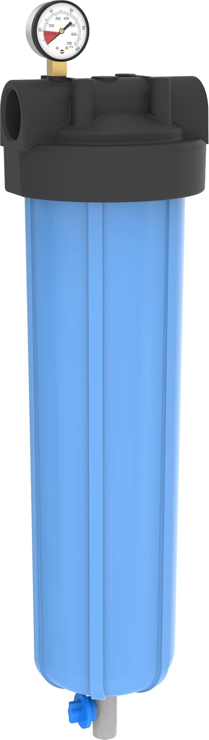Pentair Pentek 150367 PBH Big Blue Bag Filter Housing, 1" NPT #20 Bag Vessel Assembly with Gauge