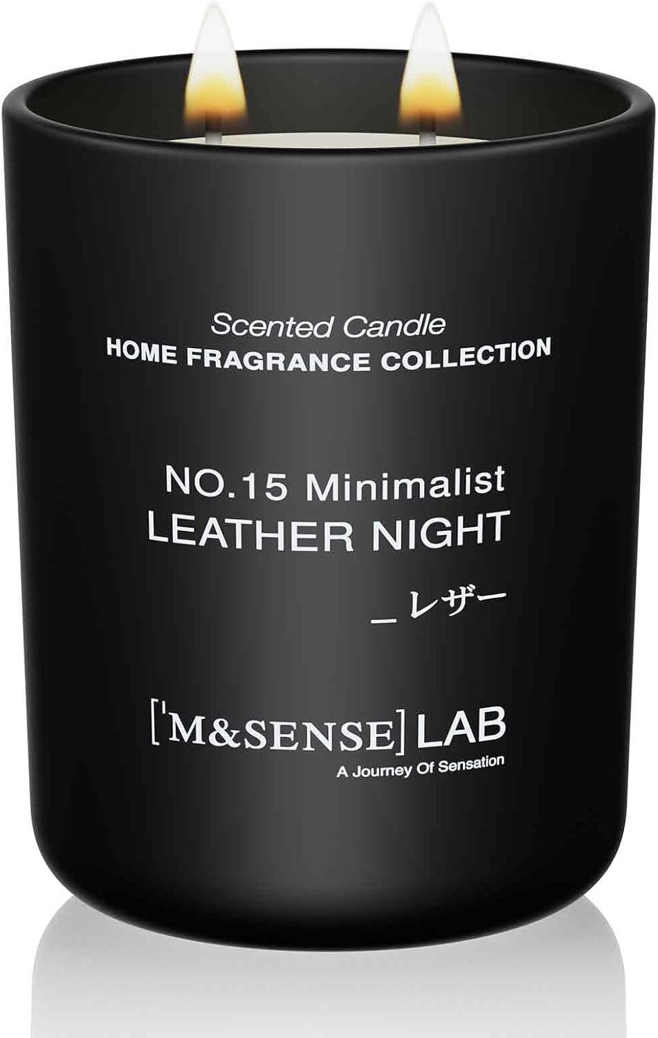 M&SENSE Natural Soy Candle| Leather Night | 16.6 oz, 95H Burn | Minimalist Scented Candle for