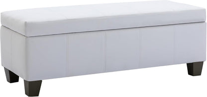 51 Inch Faux Leather Ottoman with Storage, End of Bed Bench with Large Storage, Rectangular Extra