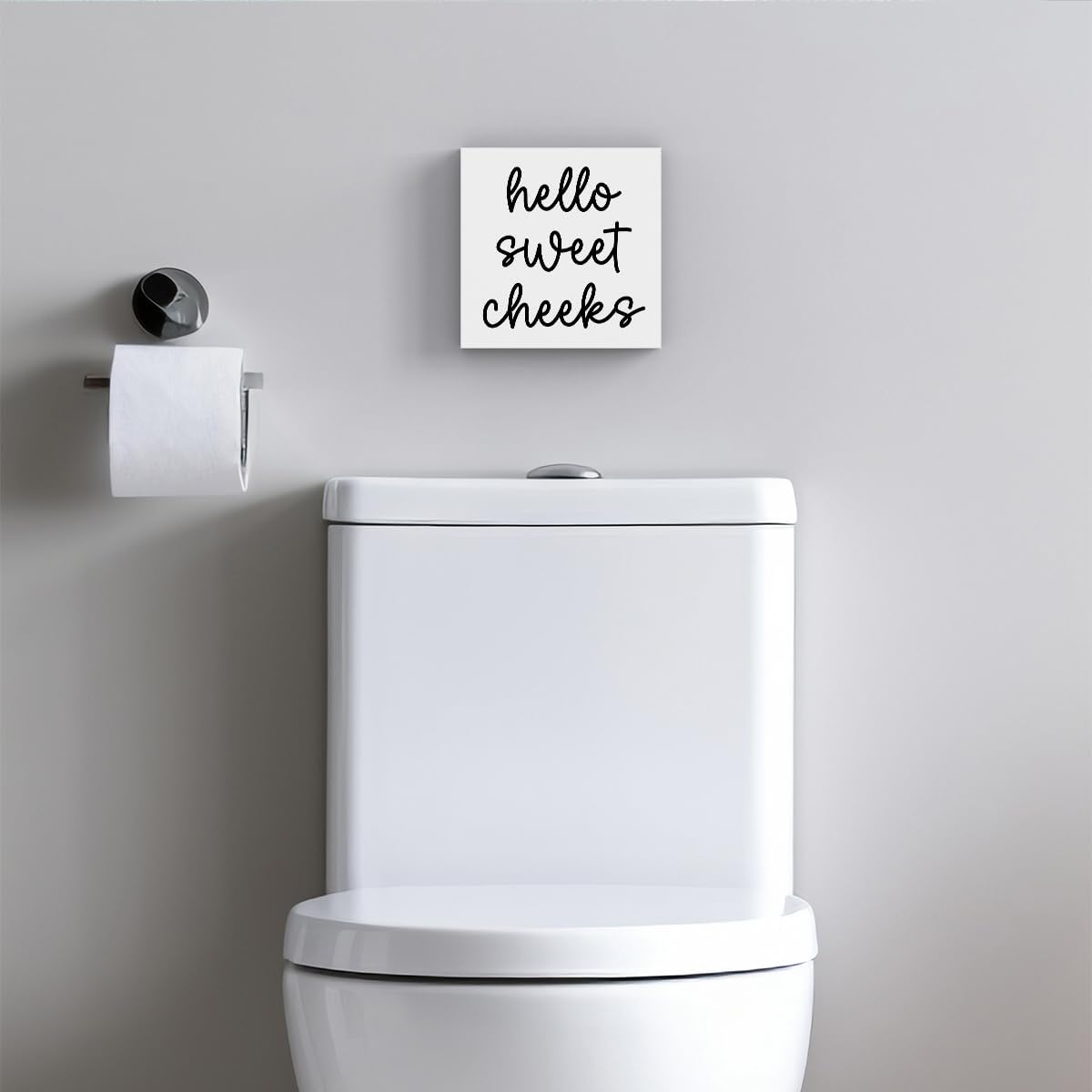 Hello Sweet Cheeks Bathroom Decor, Funny Bathroom Signs Decoration, Black and White Bathroom