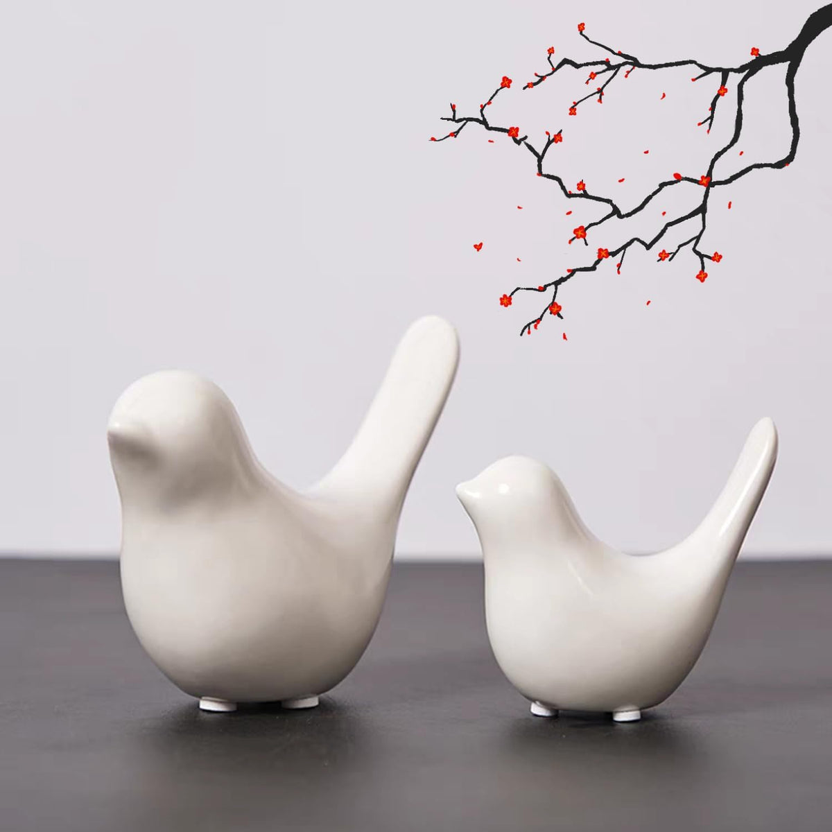 Small Animal Statues, White Bird Figurines Home Decor, Modern Home Decorative, Ceramic Decor for