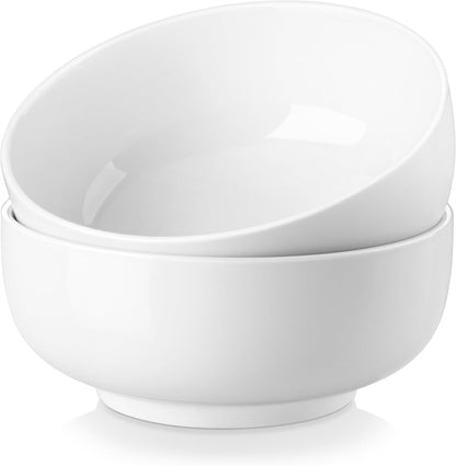 MALACASA Salad Bowls Set, 44 OZ (7") Large Soup Bowls Cereal Bowl for Kitchen, White Ceramic Bowls