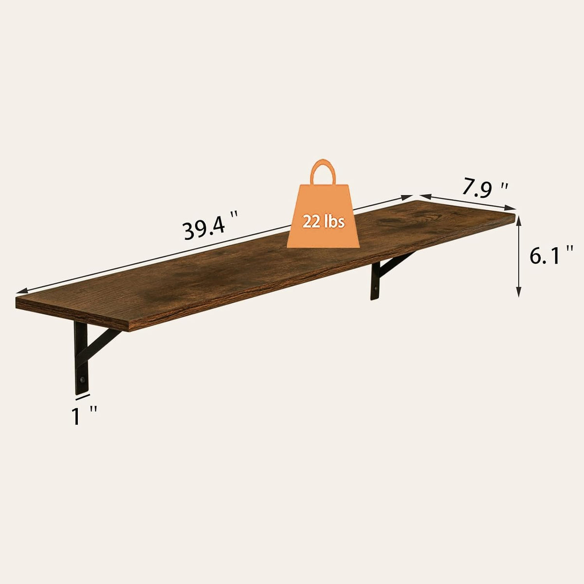 DINZI LVJ Long Wall Shelves, Set of 4, 39.4Inch Wall Mounted Shelves, Extra Large Wall Storage