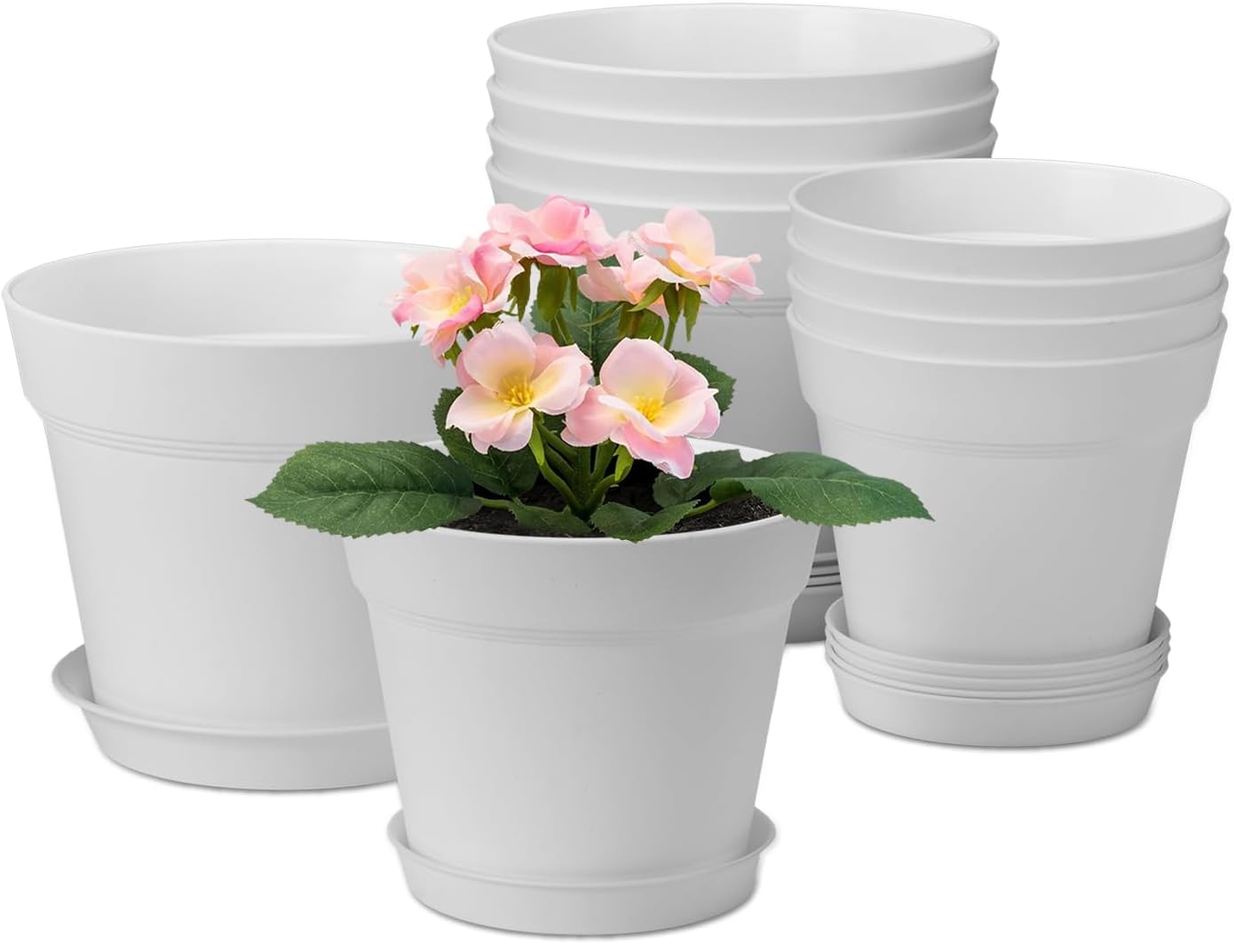 homenote Plant Pots,6/7.5 Inch Flower Pots for Plants Plastic Planters for Indoor with Multiple