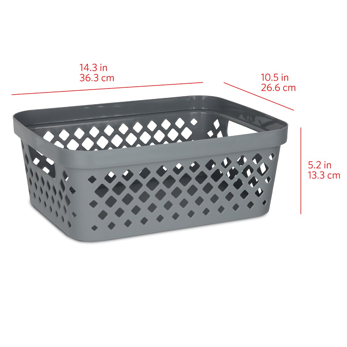 Glad Plastic Storage Basket Set, Value Pack of 6 | Open Storage Bins for Shelves, Bathroom, Pantry