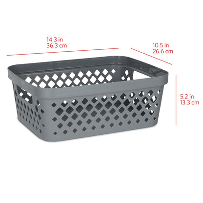 Glad Plastic Storage Basket Set, Value Pack of 6 | Open Storage Bins for Shelves, Bathroom, Pantry