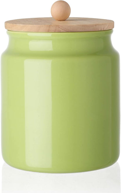 Sweejar Ceramic Kitchen Canisters, 28 FLOZ Porcelain Food Storage Jar with Airtight Seal Wooden