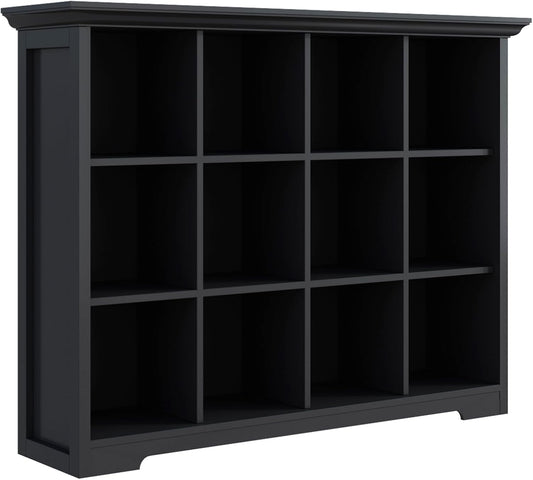 Cube Storage Bookcase with Base - Wooden 3 Tiers Floor Standing Open Shelf Cabinet for Home and