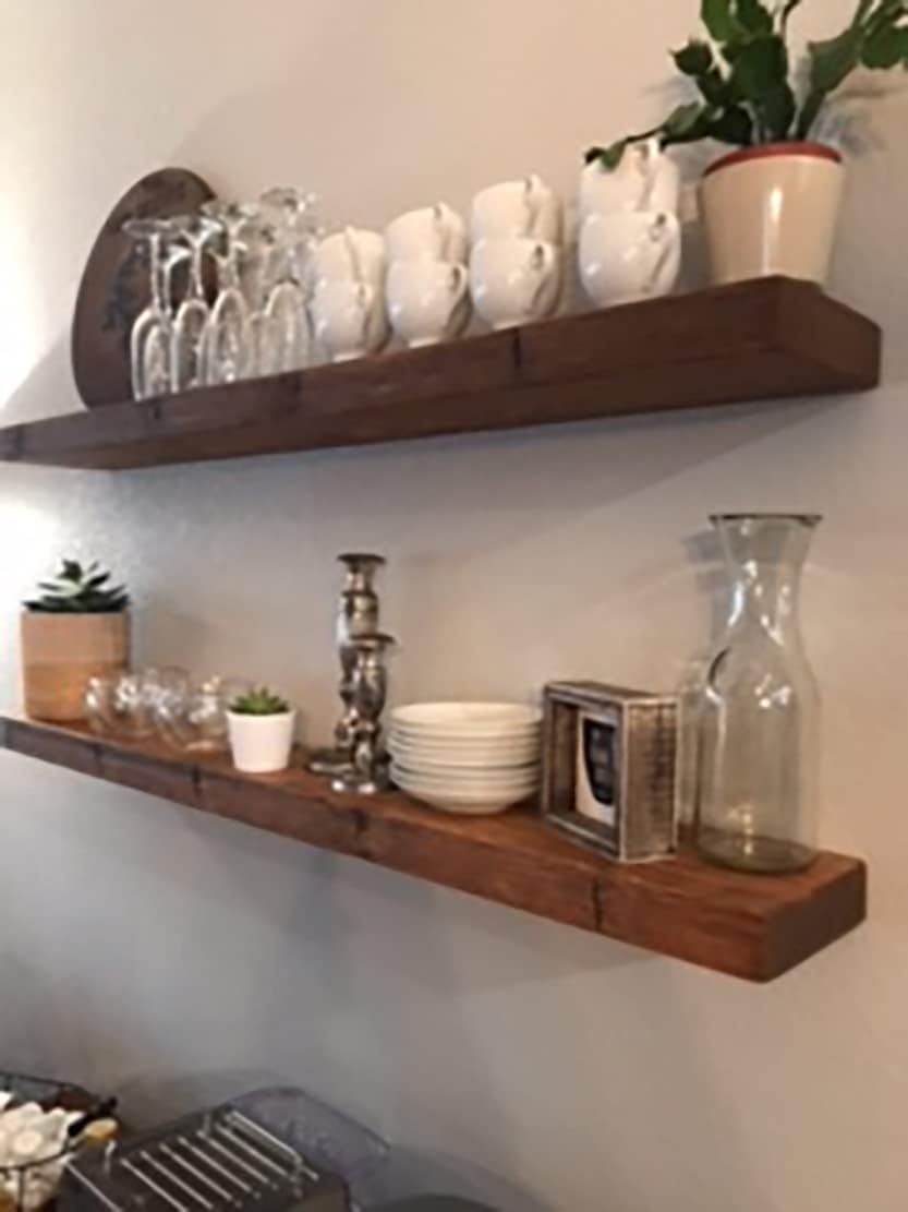 joelsantiques 72 Inch Wooden Floating Shelves for Wall - 72x9x2 in - Made of Natural Wood - Long