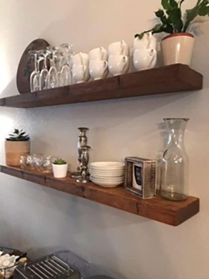 joelsantiques - 60 Inch Wooden Floating Shelves for Wall - 60x9x2 in - Made of Natural Wood - Long