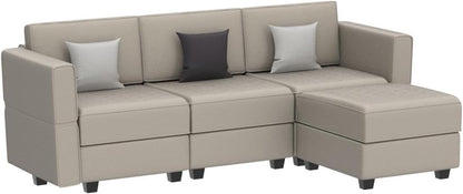 Belffin Convertible Sectional Sofa with Chaise Velvet L Shaped Sofa Couch Modular Sectional Sofa