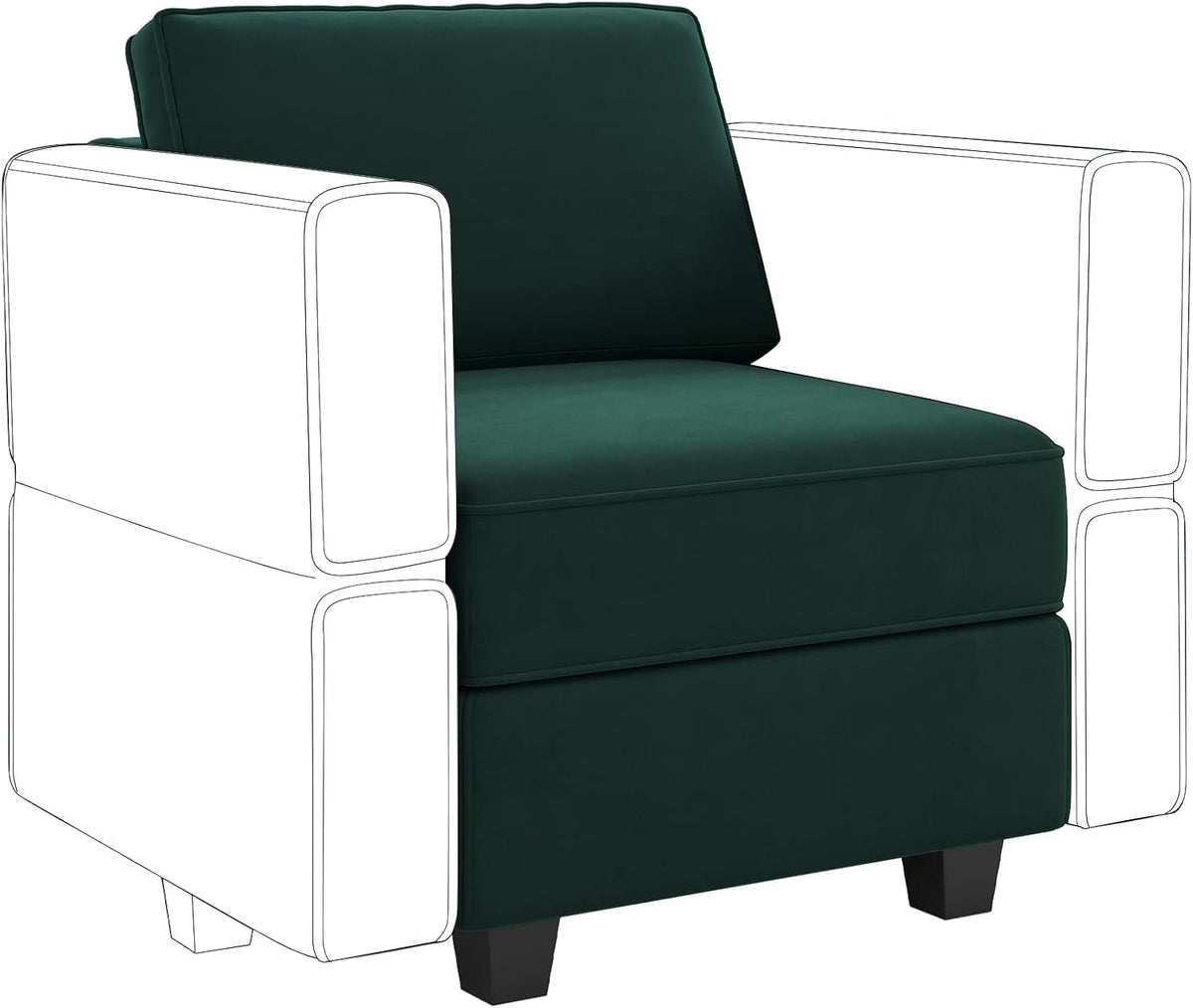 Belffin Modular Sofa Middle Module with Storage for Modular Sectional Sofa Couch Velvet Accent