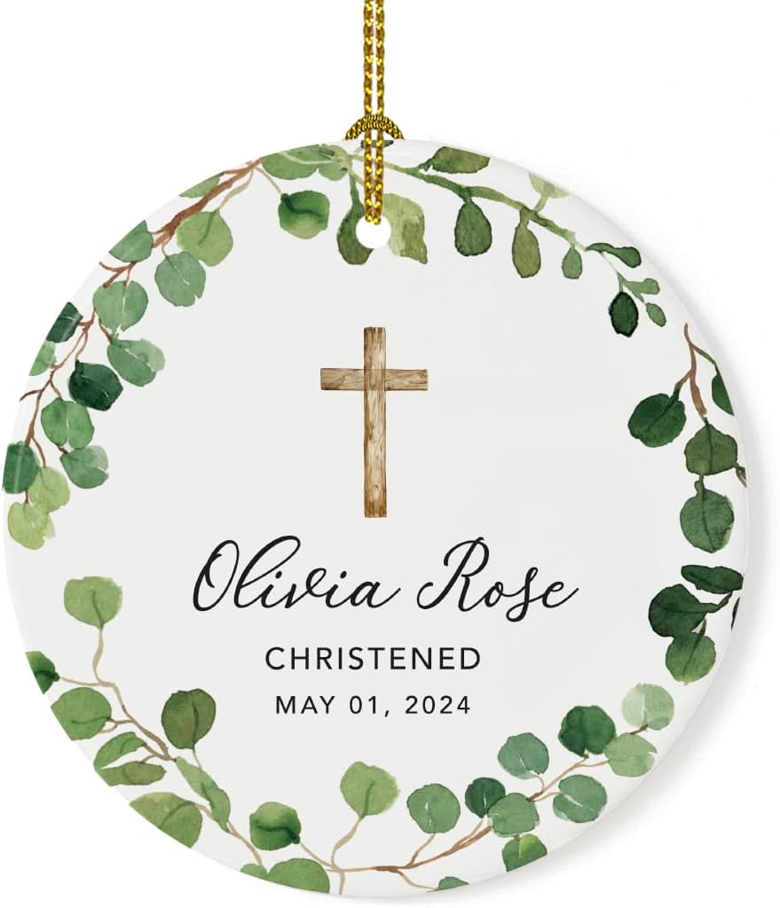 Andaz Press Personalized Round Ceramic Porcelain Christmas Ornament Gift, Olivia Rose Carter