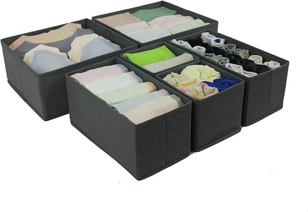 Amazon Basics Collapsible Cloth Drawer Organizer Boxes for Socks, Underwear and Baby Clothes
