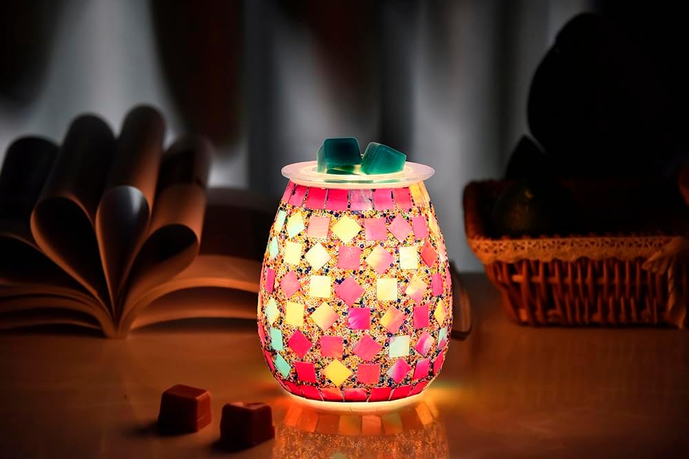 Dicimi Mosaic Glass Wax melt Warmer, Candle Wax Warmer, Electric Oil Burner,Wax Warmer for Scented