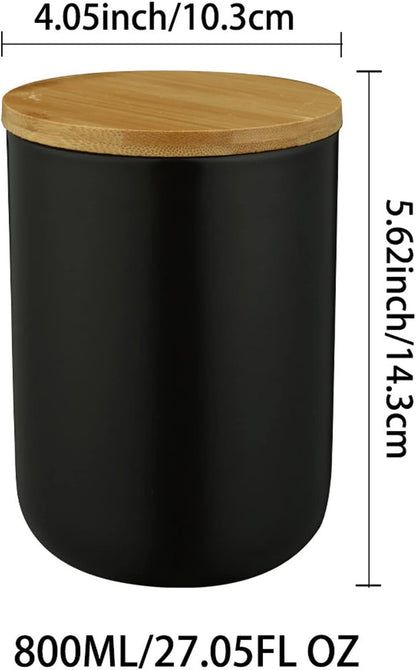 Ceramic Food Storage Jar Canister Modern Design Food Canisters with Airtight Seal Bamboo Lid, Loose