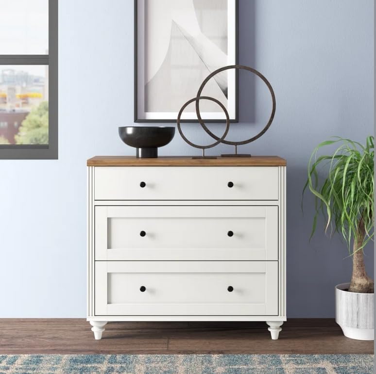 WAMPAT Dresser for Bedroom with 3 Drawers, Kids Dressers with Wide Chest of Drawers, Mid Century