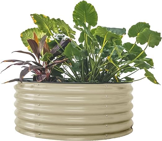 Vego garden 17" Tall 42" Round Raised Garden Bed Metal Raised Bed Planter Box for Vegetables