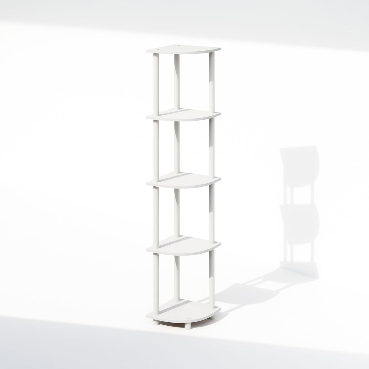 Furinno Turn-N-Tube Toolless Assembly 5-Tier Storage Shelves, White