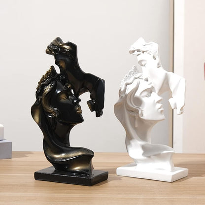 Couples Kiss Sculpture,Abstract Art Couple Sculpture Home Furnishing Resin Statue Decoration