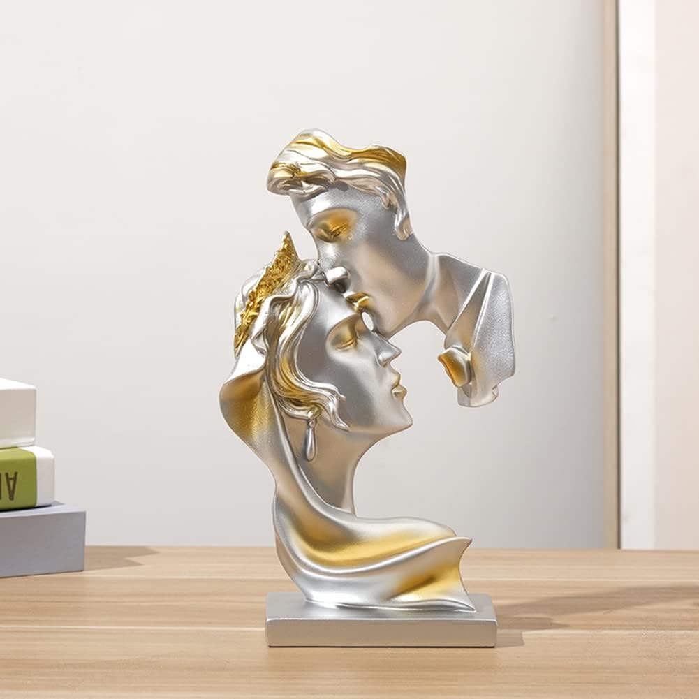Couples Kiss Sculpture,Abstract Art Couple Sculpture Home Furnishing Resin Statue Decoration