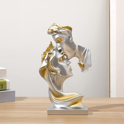Couples Kiss Sculpture,Abstract Art Couple Sculpture Home Furnishing Resin Statue Decoration