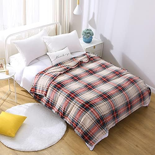 MERRYLIFE Tartan Plaid Print Throw Blanket Decorative Fleece Throw | Ultra-Plush Colorful | Couch