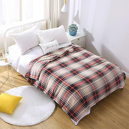 MERRYLIFE Tartan Plaid Print Throw Blanket Decorative Fleece Throw | Ultra-Plush Colorful | Couch