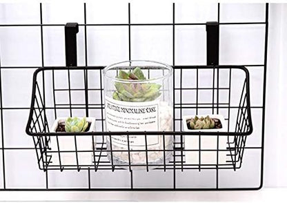 LeleCAT Basket with hook Grid Storage Basket, Hang it behind a door or on a railing, Over the