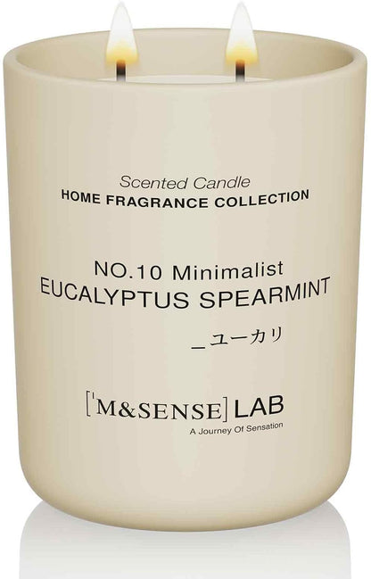 M&SENSE Natural Soy Candle| Eucalyptus Spearmint | 16.6 oz, 95H Burn | Minimalist Scented Candle