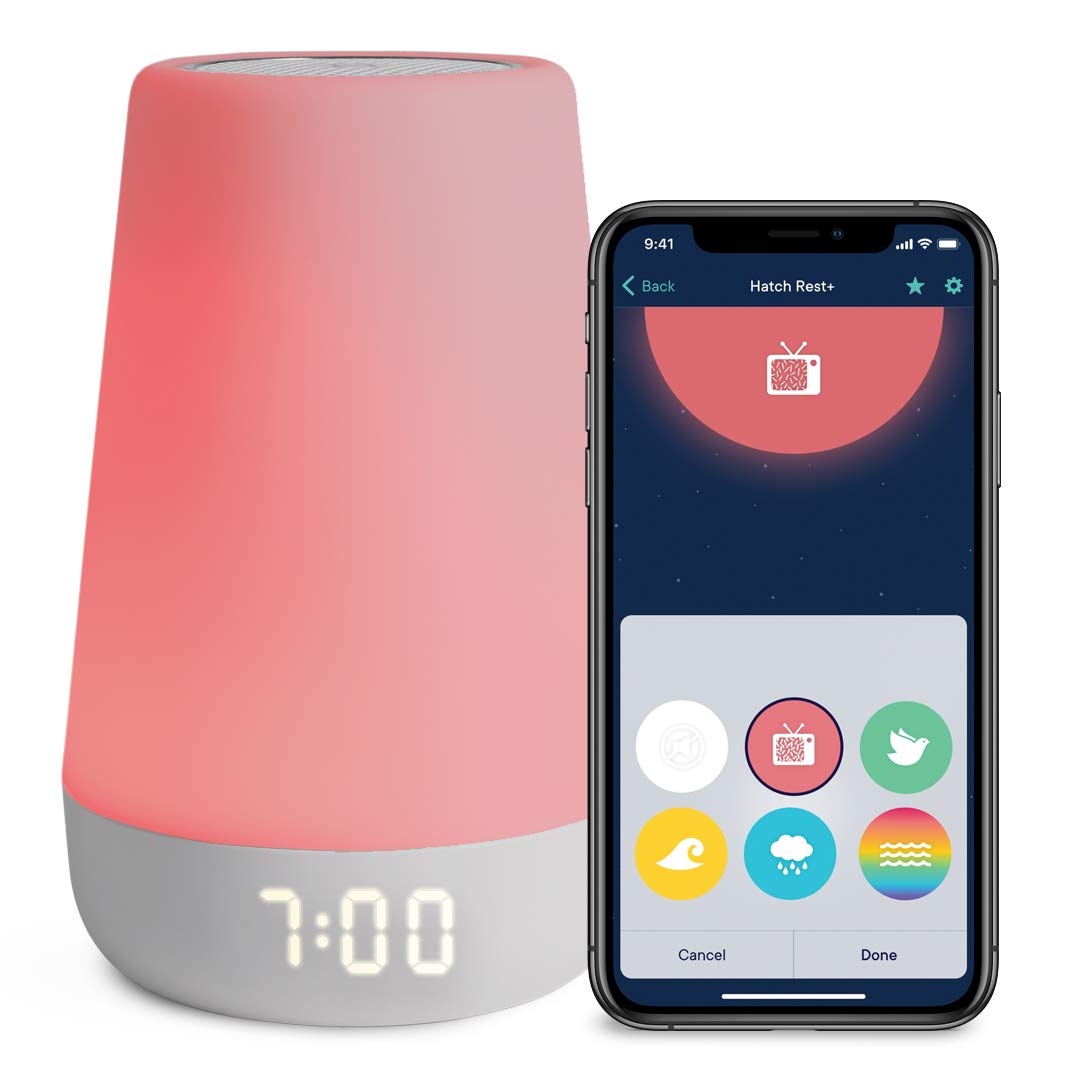Hatch Rest+ 1st Gen Baby Sound Machine, Night Light, Time-to-Rise Plus Audio Monitor, White Noise