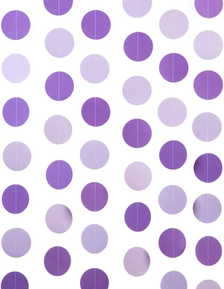Purple Lavender Paper Garland Circle Dots Party Garland Streamer Backdrop Hanging Decorations, 2.5"