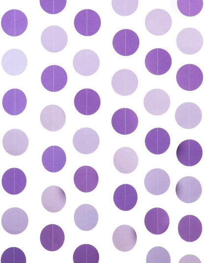Purple Lavender Paper Garland Circle Dots Party Garland Streamer Backdrop Hanging Decorations, 2.5"