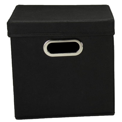 Household Essentials 34-1 Decorative Storage Cube Set with Removable Lids | Black | 2-Pack